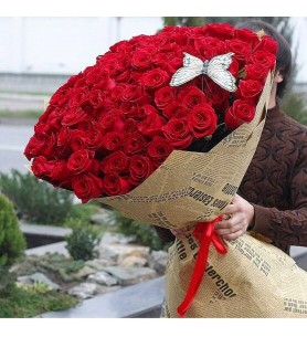 Kırmızı Gül Buketi (Yerli) 70 Adet 